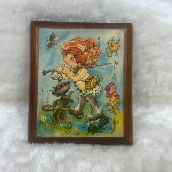 Vintage Homco Little Boy Fishing Picture - Picture 2 of 5